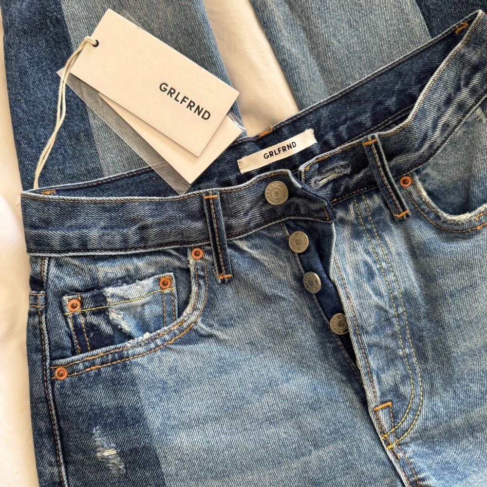 GRLFRND Karolina Jeans in Thunder Road (two tone blue) NWT